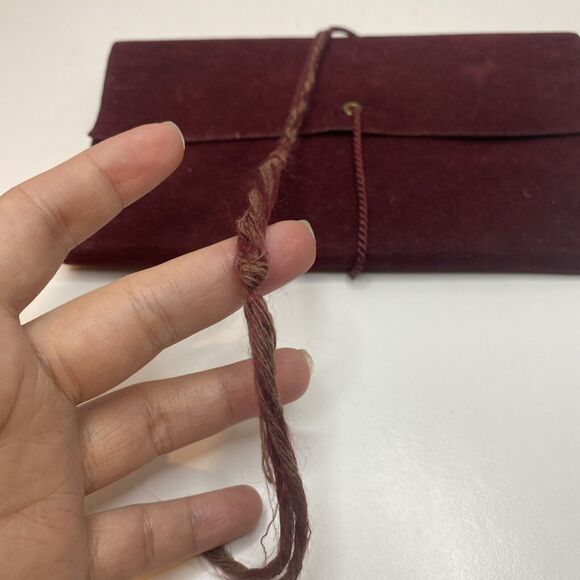 Rochas Paris Vtg Velvet Makeup Accessory Bag Burgundy Leather Interior France - Picture 2 of 9